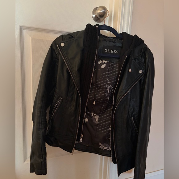 GUESS Black Leather Jacket for Women - Picture 2 of 5